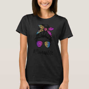 Camiseta Clásica vida de Mamaw Mesy Bun Rainbow Leopard Mot