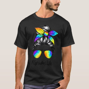 Camiseta Clásicas Grams Life Messy Hair Bun Tie Dye Women L