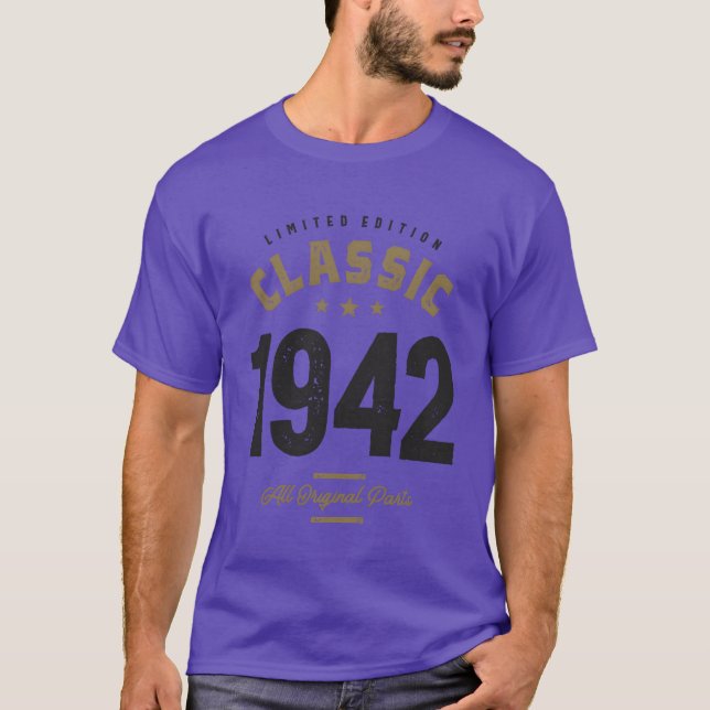 Camiseta Clásico 1942 Cumpleaños 80 retro (Anverso)