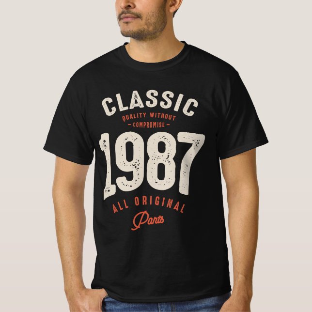 Camiseta Clásico 1987 - Viñeta Retro de Cumpleaños 35 (Anverso)