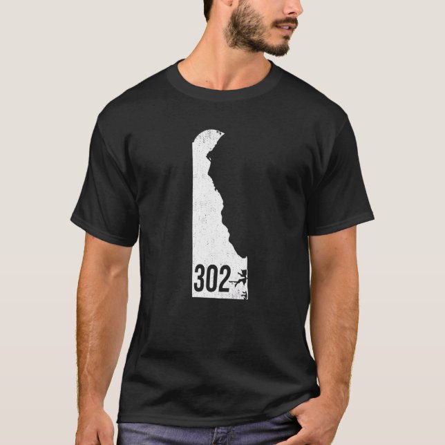 Camiseta Clásico 302 Orgullo de Delaware Esquema Código de  (Anverso)
