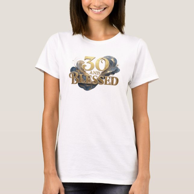 Camiseta Clásico 30 Y BENDITO Impreso Creativo (Anverso)