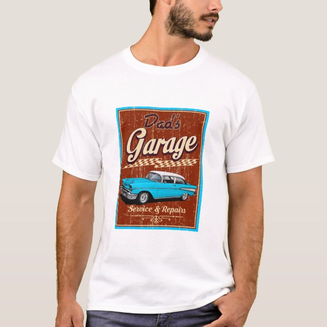 Camiseta Clásico 57 del garaje azul de papá (Anverso)