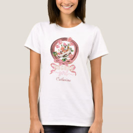 Camiseta Clásico Adorable Rosa Rococó Zapatos con Lazo y Ro