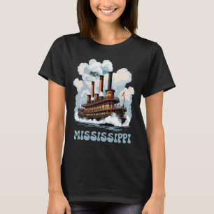 Camiseta Clásico Azul de Barcaza del Río Mississippi Viaje