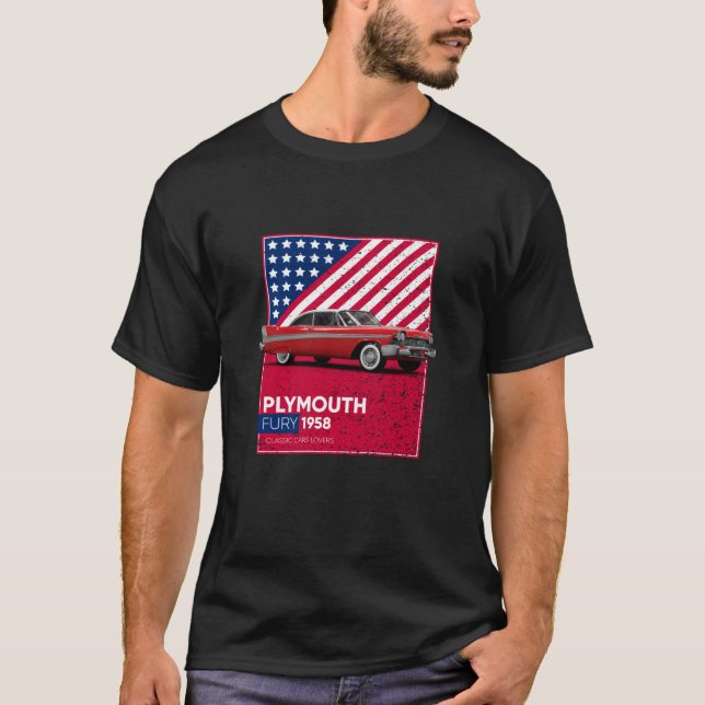 Camiseta Clásico Coches Furia de Plymouth 1958 (Anverso)