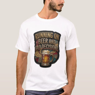 Camiseta Clásico CORRIENDO CON CERVEZA Y MALAS DECISIONES