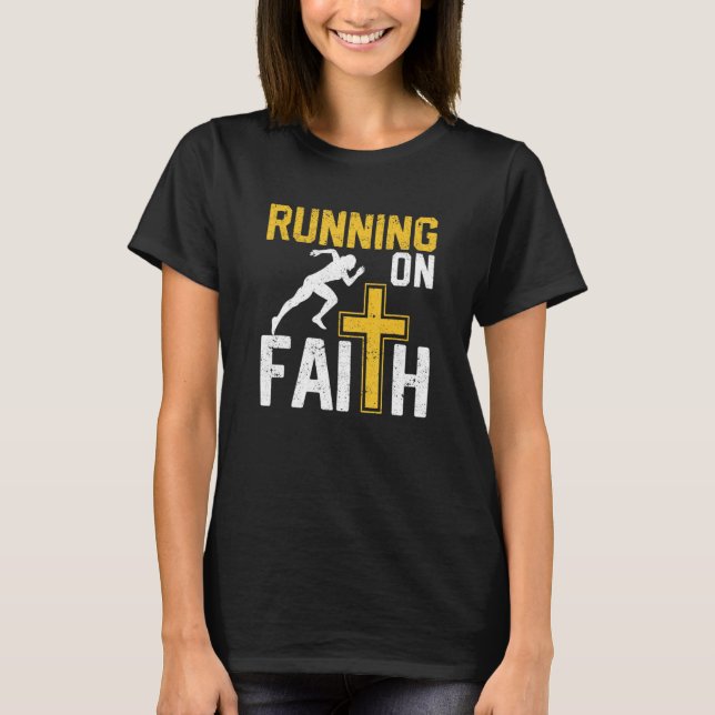 Camiseta Clásico Cristiano Que Corre A La Fe (Anverso)
