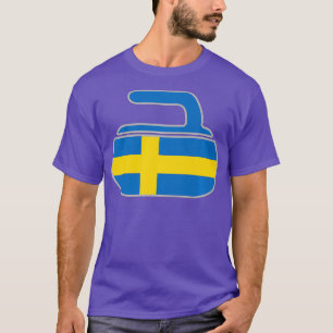 Camiseta Clásico de Curling Sueco Bandera Curl Stone de Sue