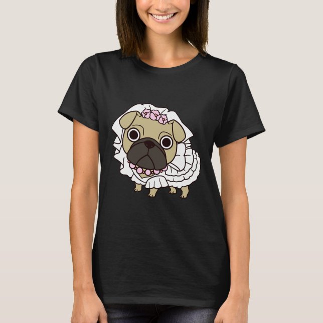 Camiseta Clásico de Pug Novia  110 (Anverso)