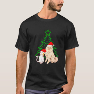 Camiseta Clásico de sonrisa de perro y gato curado en árbol