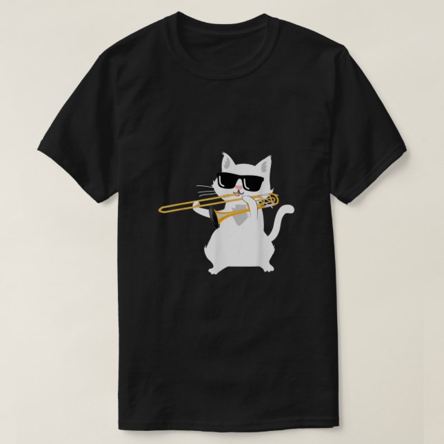 Camiseta Clásico de trombón de juego de gato (Diseño del anverso)