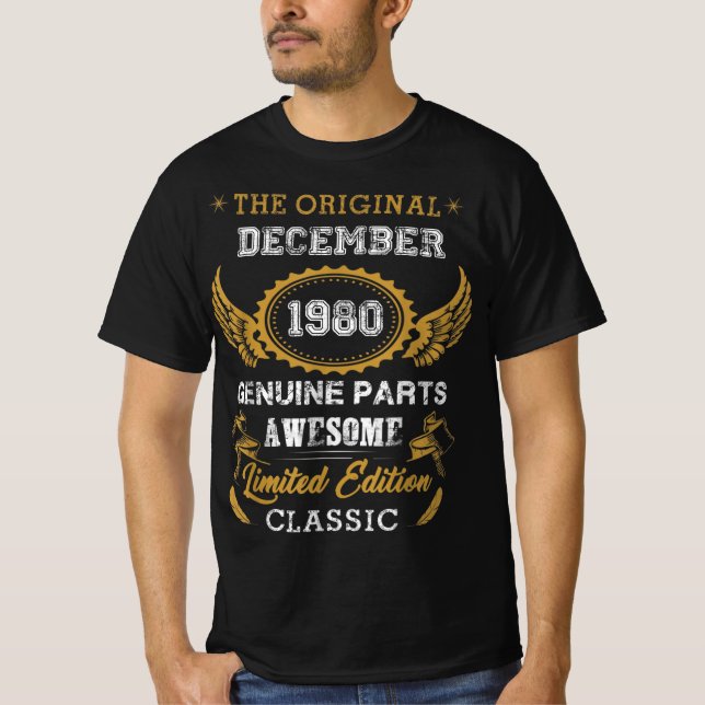 Camiseta Clásico Diciembre 1980 Regalos de cumpleaños de lo (Anverso)