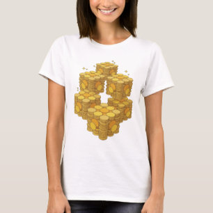 Camiseta Clásico Diseño de Texto Desconocido en Oro