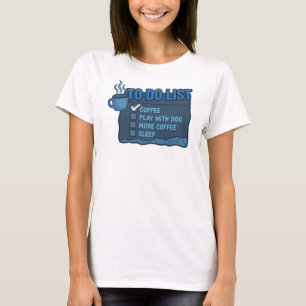 Camiseta Clásico diseño original COFFEE JUEGA CON PERRO Azu