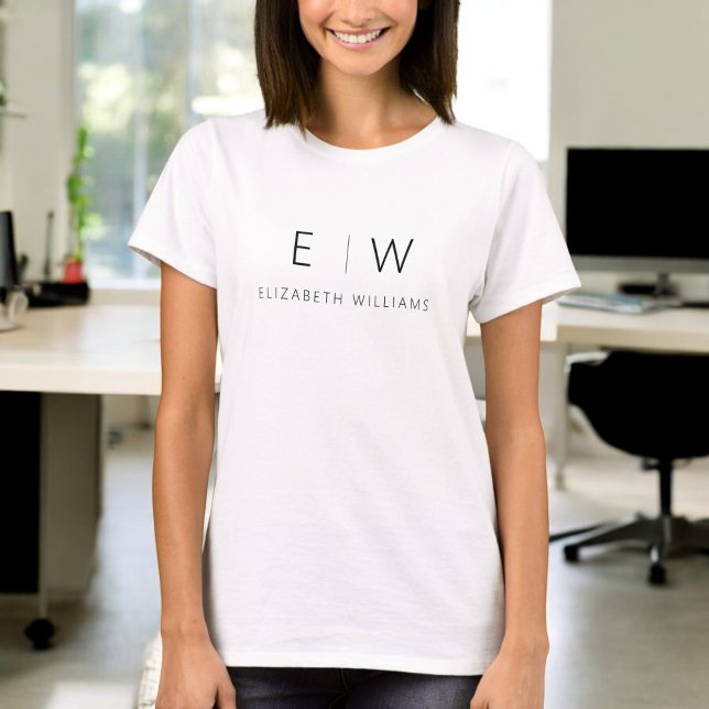 Camiseta Clásico Elegante Moderno Monograma Minimalista Nom (Subido por el creador)