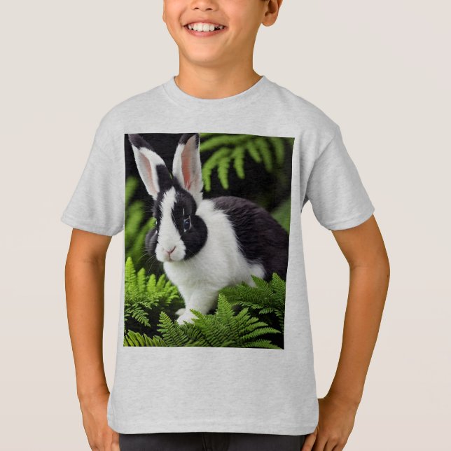 Camiseta "Clásico encanto: Conejo conejo conejo blanco y ne (Anverso)