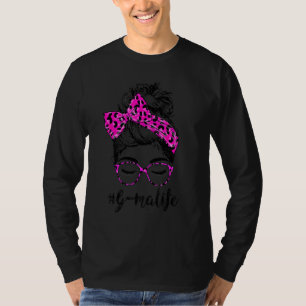Camiseta Clásico G Mamáes Life Messy Bun Pink Leopard Print