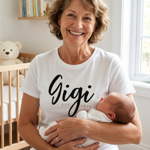 Camiseta Clásico Gigi EST Año Simple Familia Script