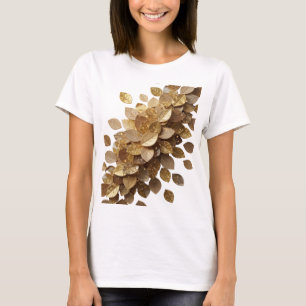 Camiseta Clásico Gris Diseño de Cita HOJAS DORADAS