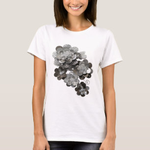 Camiseta Clásico Gris DISEÑO FLORAL PLATA Diseño Audaz
