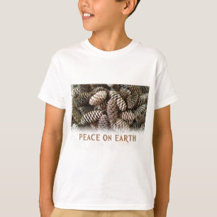 Camiseta Clásico Holiday Pine Cone Peace On Earth