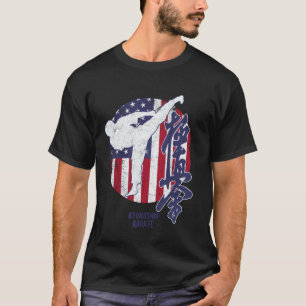 Camiseta Clásico Karate Americano Kyokushin USA bandera Kyo