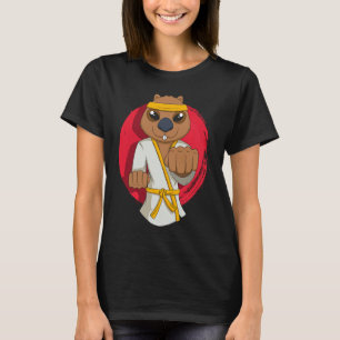 Camiseta Clásico Karate Wombat Roedor Lindo Animal Silvestr