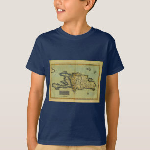 Camiseta Clásico Mapa Anticuario de La Española y Haití en 