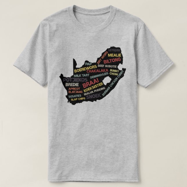 Camiseta Clásico Mapa de comida de Sudáfrica (Diseño del anverso)