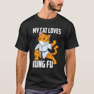 Camiseta Clásico Mi Gato Ama Kung Fu Ninja Karate Sahbumni