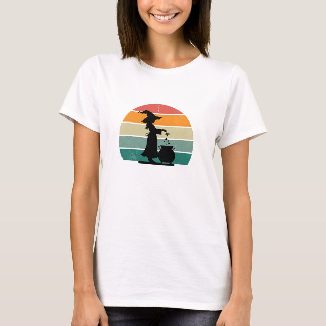 Camiseta Clásico moderno bruja Halloween blanco (Anverso)