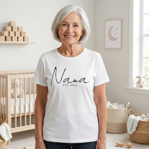 Camiseta Clásico Nana EST Año Script Familia Simple