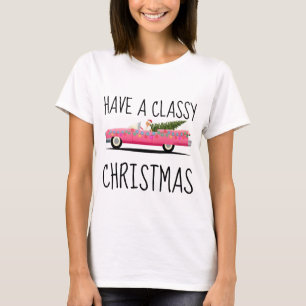 Camiseta CLÁSICO NAVIDADES DE COCHE DE COCHE ROSA MUCHAS Ca