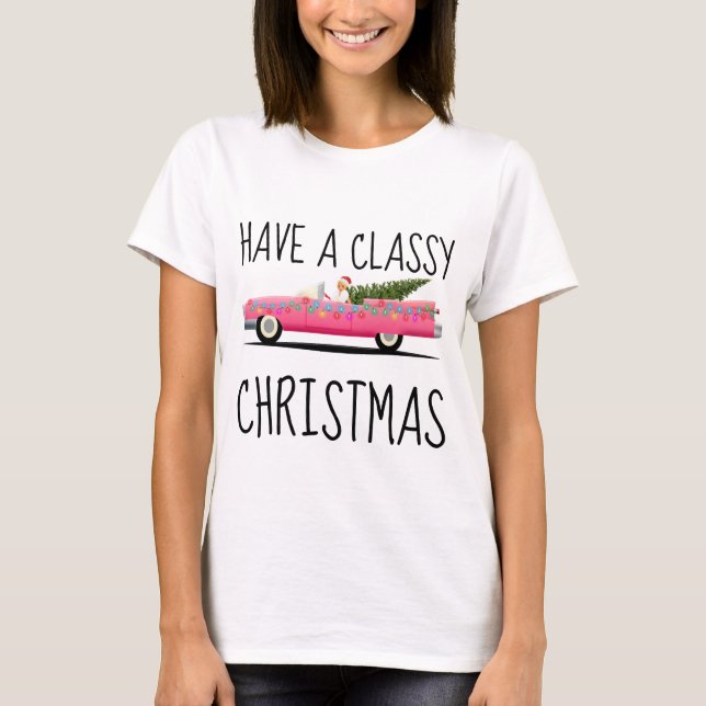 Camiseta CLÁSICO NAVIDADES DE COCHE DE COCHE ROSA MUCHAS Ca (Anverso)