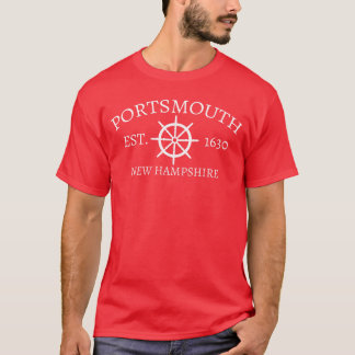 Camiseta Clásico Portsmouth NH con Captains Wheel retro