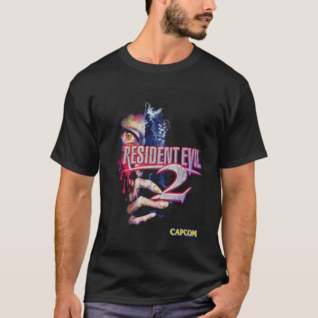 Camiseta Clásico Resident Evil 2 Ojo de Zombie Icónico Retr (Anverso)