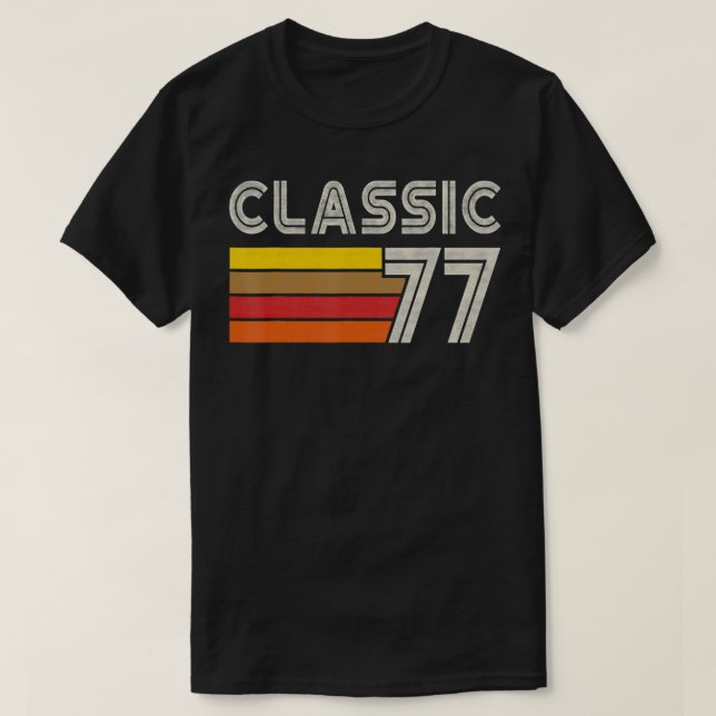 Camiseta Clásico Retro Número 77 Nacido 1977 Turning 77 Bir (Diseño del anverso)