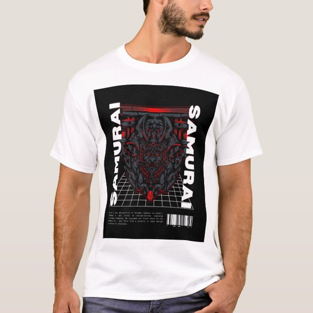 Camiseta "Clásico Samurai: Tee de Guerrero Blanco y Negro" (Anverso)