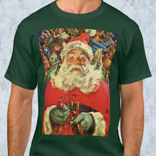 Camiseta Clásico Santa Claus navideño en trineo con juguete (Subido por el creador)