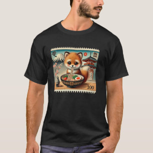 Camiseta Clásico sello postal japonés del zorro cachorro de