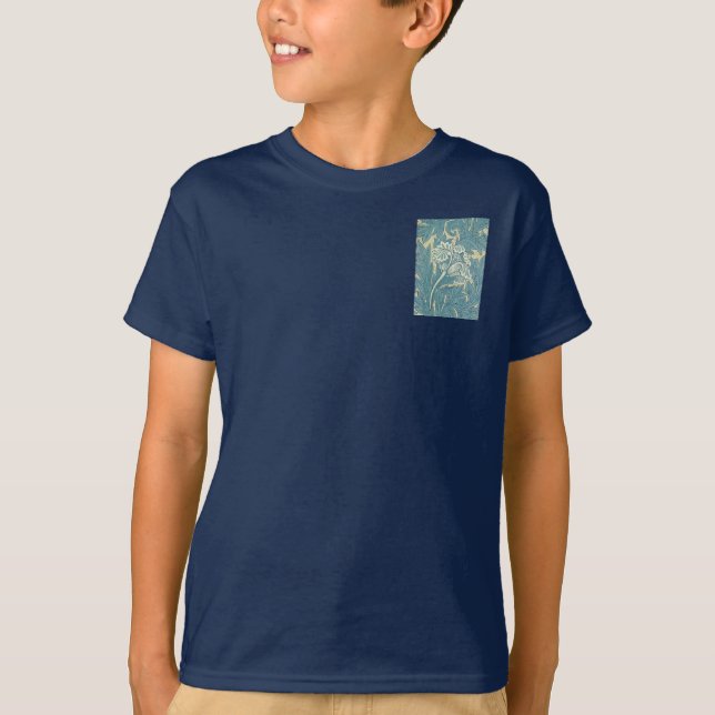 Camiseta Clásico Tulipán Azul Floral de William Morris (Anverso)