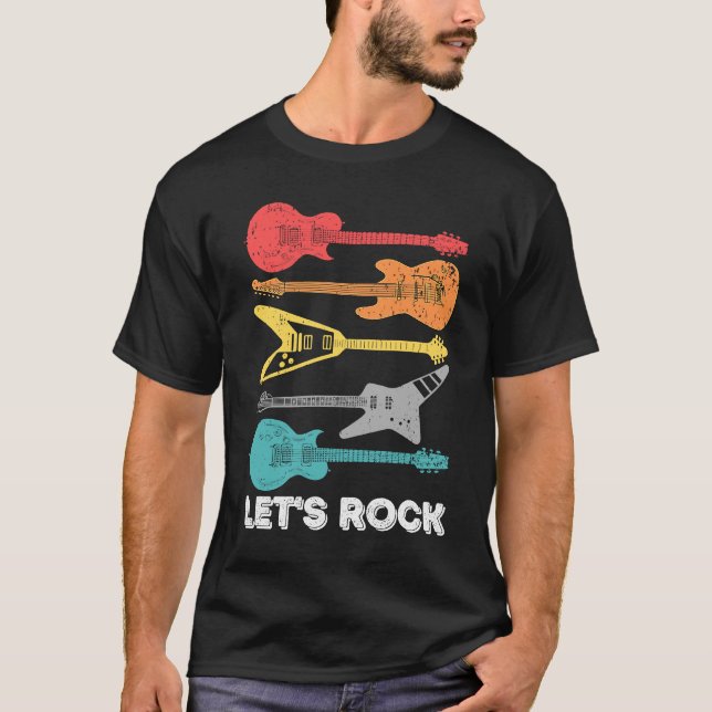 Camiseta Clásico Vamos Rock Bass Guitarra Lets Rock (Anverso)