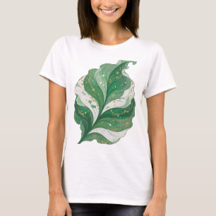 Camiseta Clásico Verde HOJA VERDE CON ESTRELLAS Y BRILLO