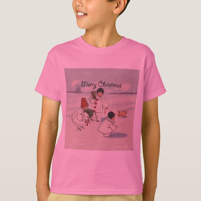 Camiseta Clásico Vintage Christmas Snow Child (Anverso)
