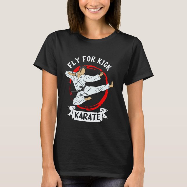 Camiseta Clásico Vuela Para Patear Karate (Anverso)