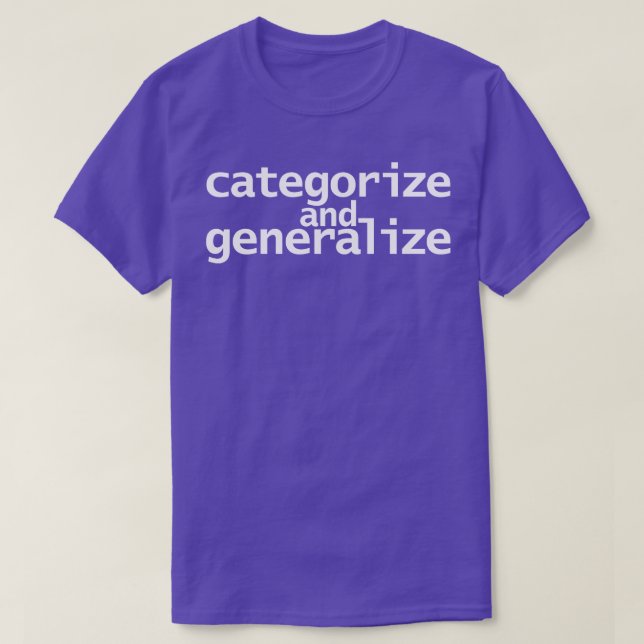 Camiseta Clasificar y generalizar (Diseño del anverso)