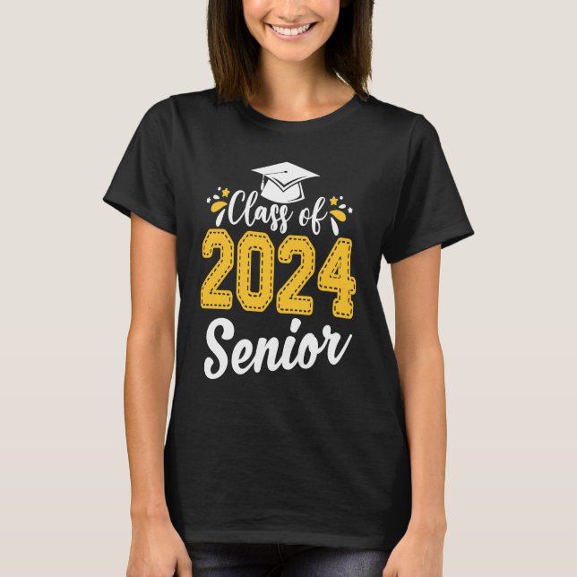 Camiseta Class Of 2024 24 Senior Graduate Funny Graduation  (Anverso)