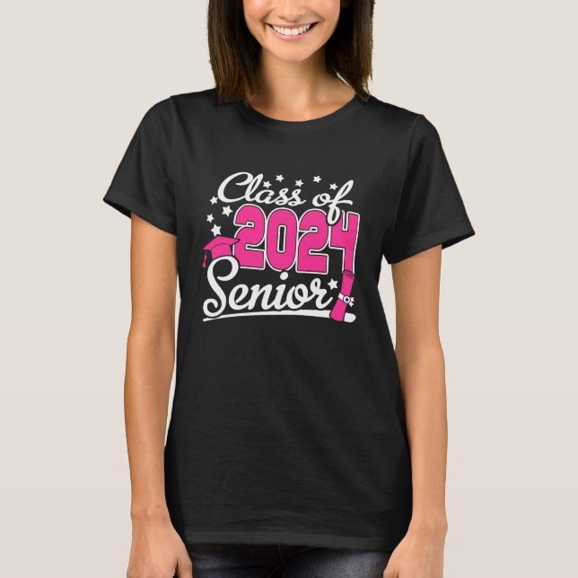 Camiseta Class Of 2024 Senior 24 Girls Women Funny Graduati (Anverso)