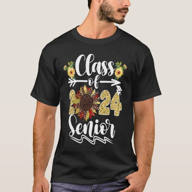 Camiseta Class Of 2024 Senior 24 Graduate Sunflower Graduat (Anverso)